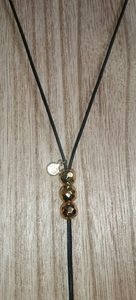 Gorjana Marlow Gold/Black Leather Lariat